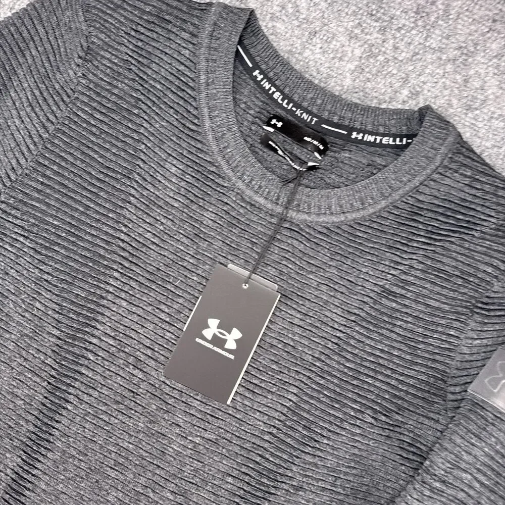 NWT Under Armour Intelli-Knit Ribbed-Knit Gray Pullover Sweater Womens Medium